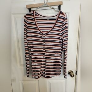a.n.a Multicolor Striped Long Sleeve Tee
